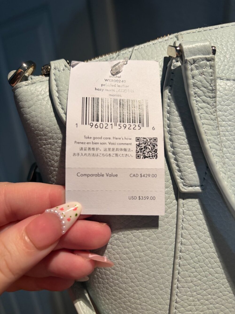 New Kate Spade Parker Pebbled Leather Satchel Avalon Mist - Picture 4 of 6